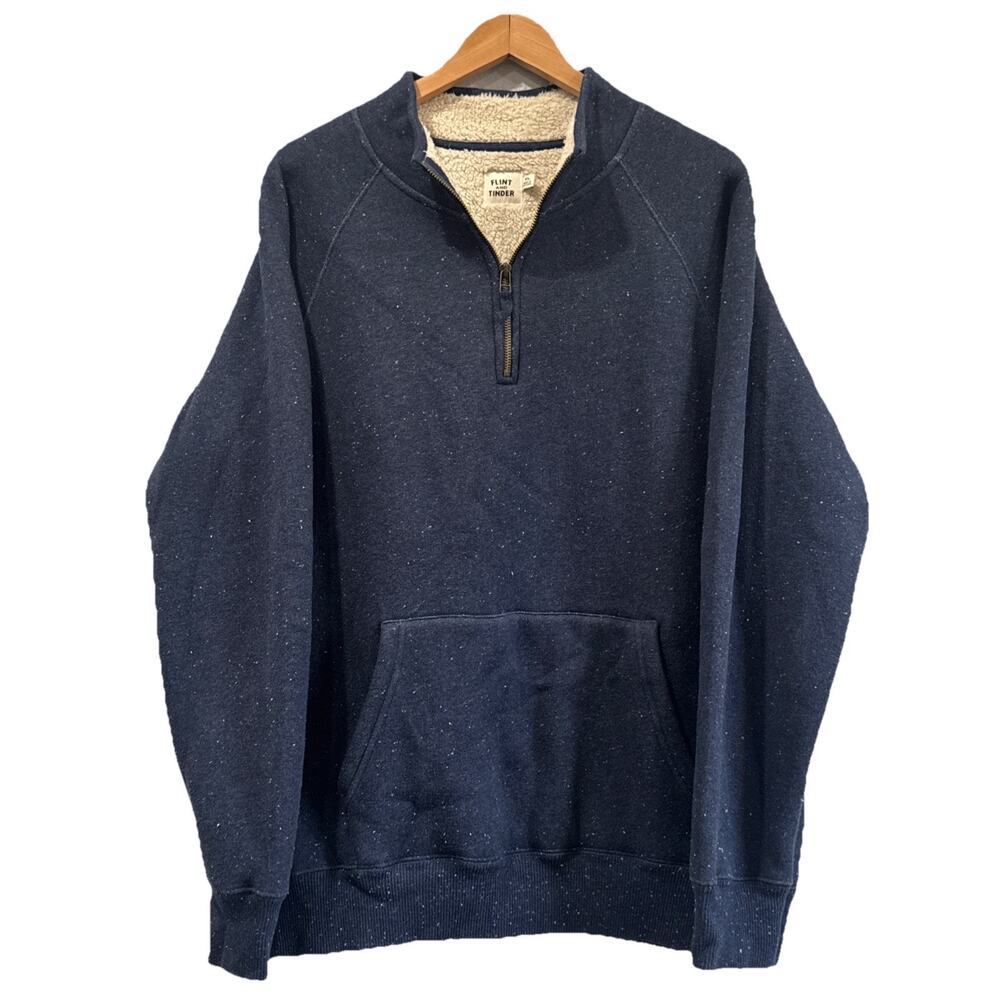 Flint And Tinder Huckberry Men's Blue‎ Quarter Zip Pullover Sweater Size XL